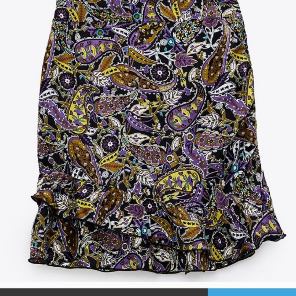 ZARA Purple Paisley Print Ruffle Mini Skirt - Picture 6 of 14